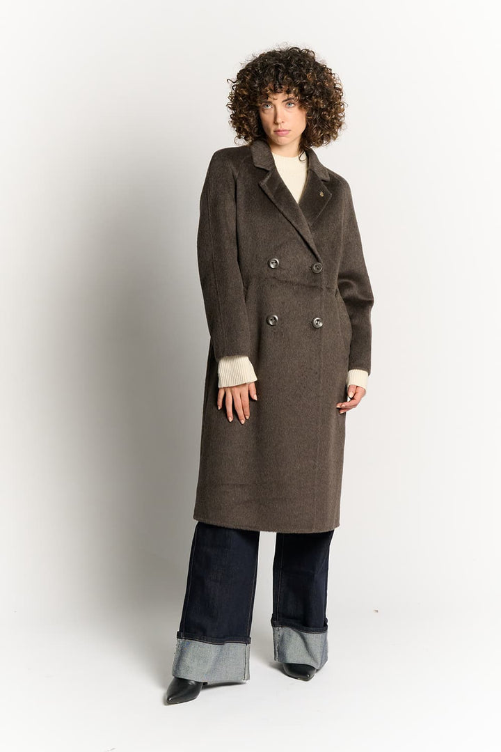 Karla™ | Taupe dobbeltradet alpaca-frakke