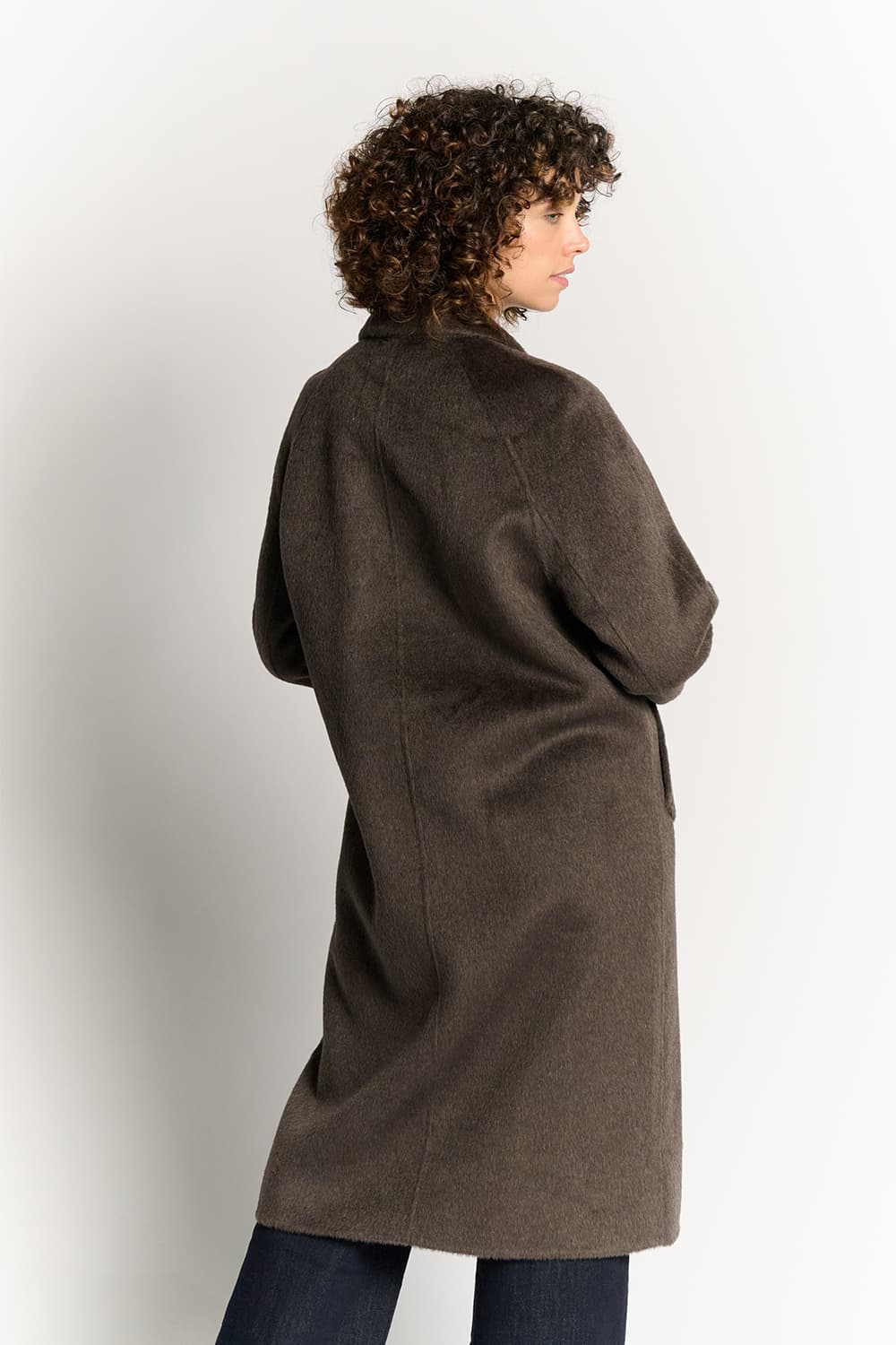 Karla™ | Taupe dobbeltradet alpaca-frakke