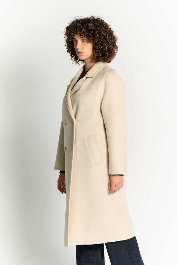 Selma™ | Beige dobbeltradet alpaca-frakke