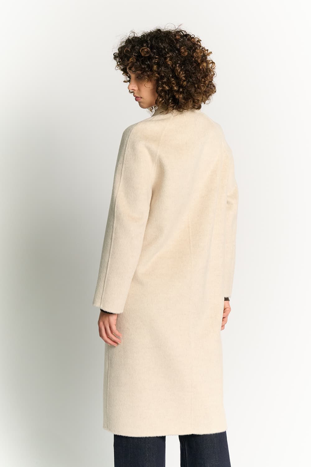 Selma™ | Beige dobbeltradet alpaca-frakke