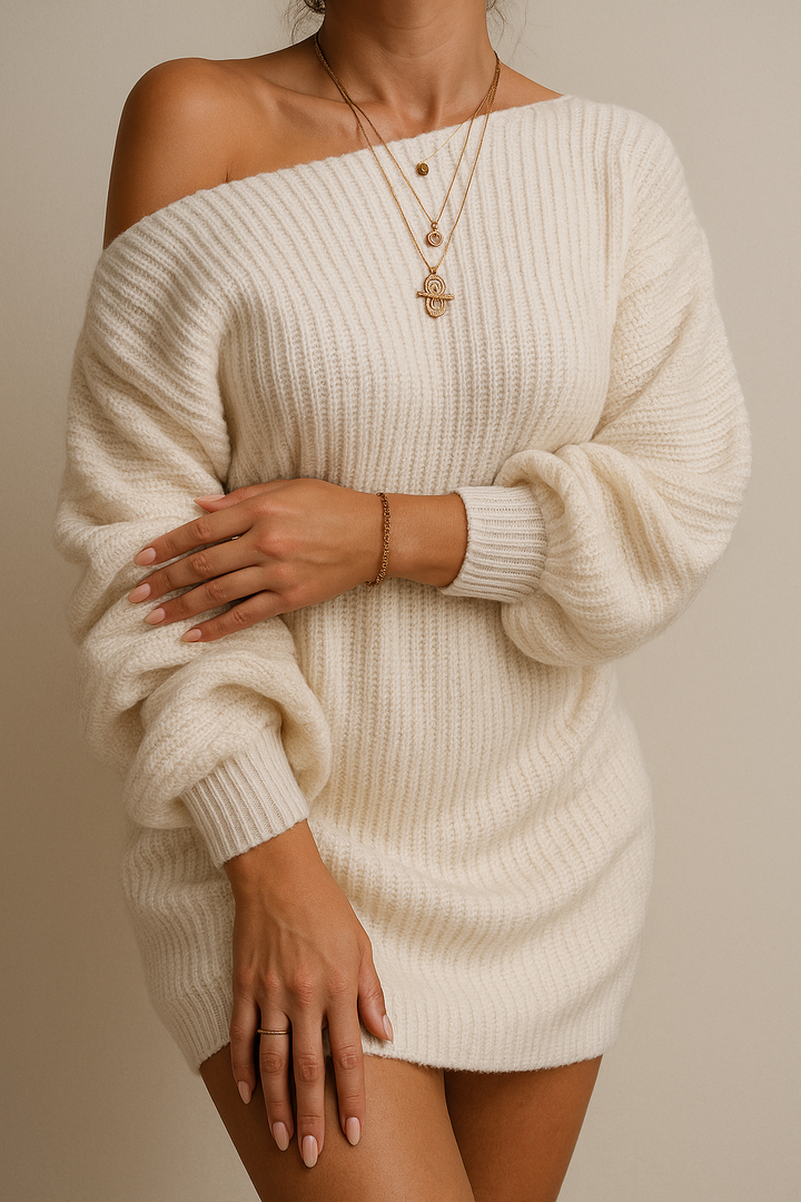 Zoë™ | Strikkede off-shoulder kjole