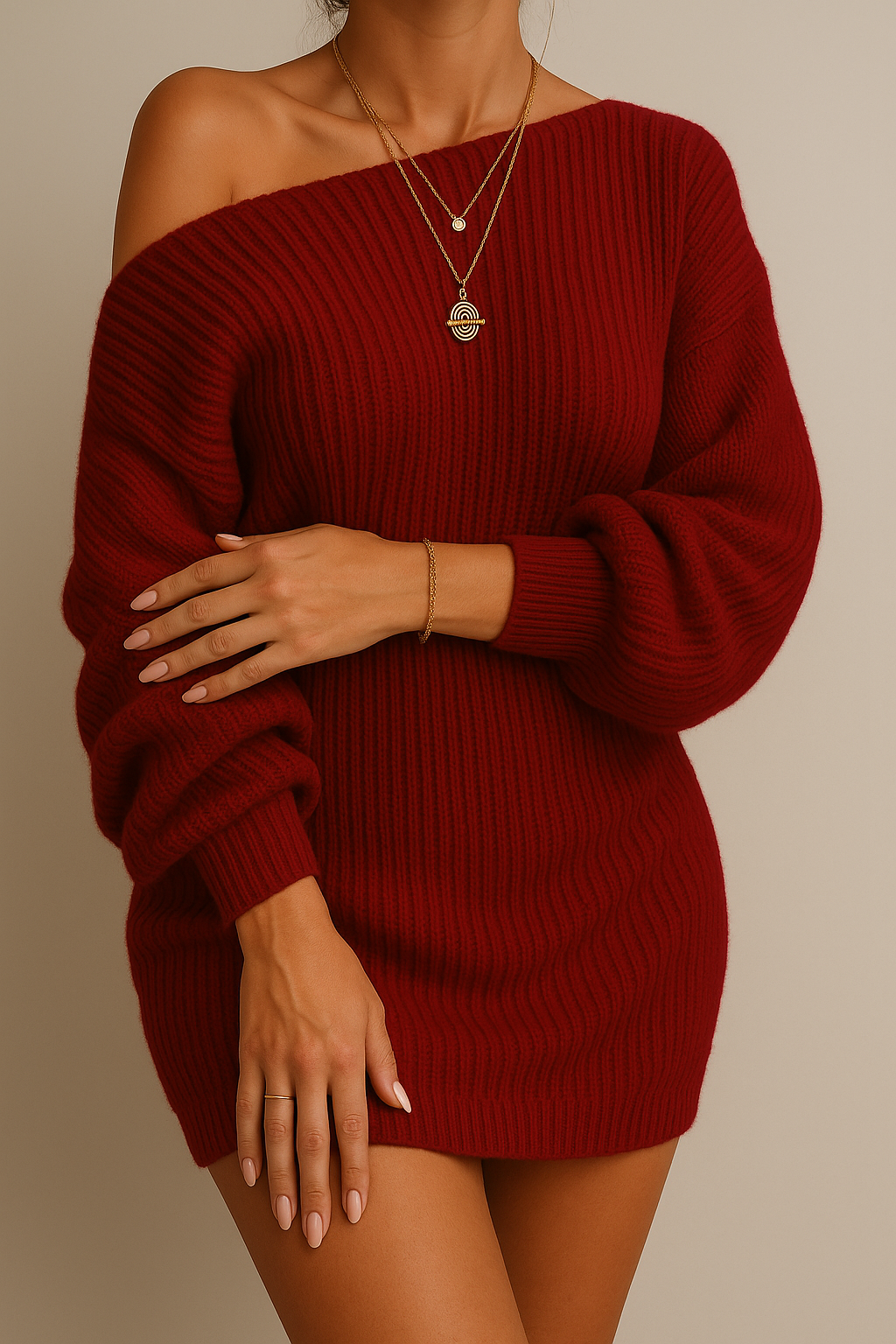 Zoë™ | Strikkede off-shoulder kjole