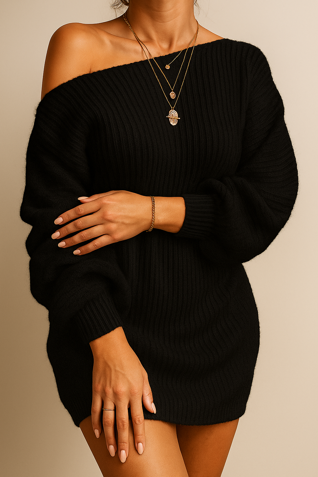 Zoë™ | Strikkede off-shoulder kjole