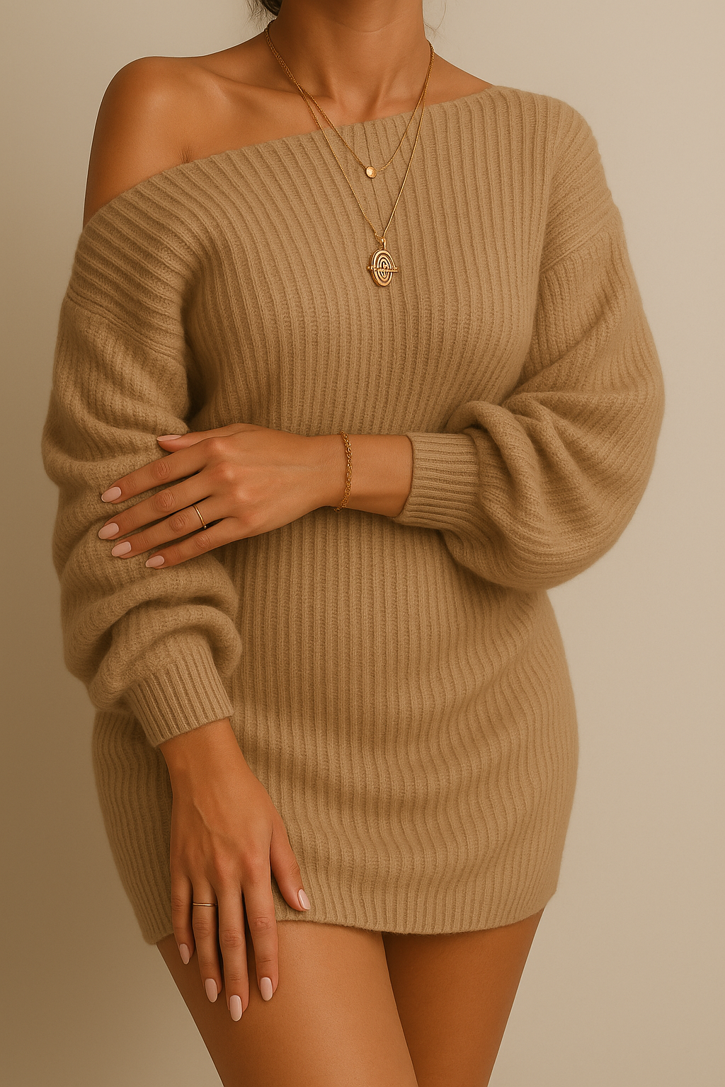 Zoë™ | Strikkede off-shoulder kjole