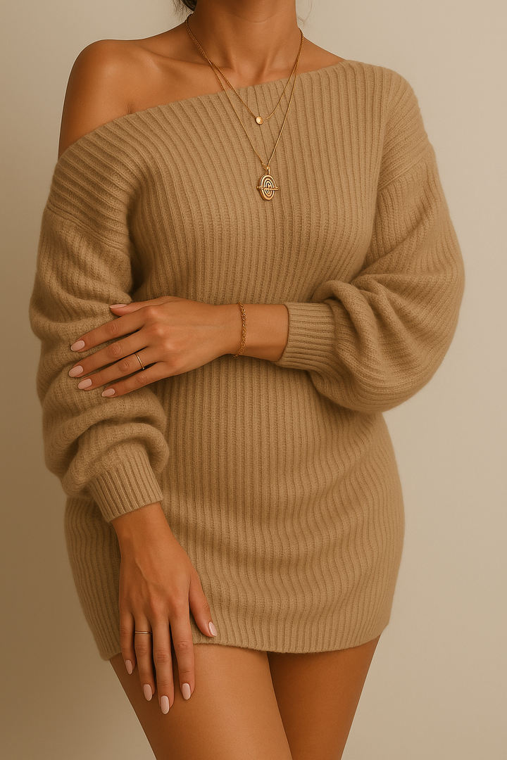 Zoë™ | Strikkede off-shoulder kjole